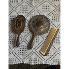 Vintage Ornate Hand Mirror  Brush   Comb Set - Gold And Silver Tones