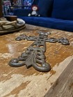 Ornate Cast Iron Cross Wall Decor Fleur De Lis Scrollwork Rustic Bronze Finish