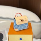Mini Steamer Denim Leather Bag Charm Keychain Earphone Pouch Coin Case Gift