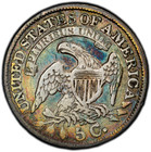 1833 Capped Bust Half Dime 5c Pcgs Vf Details Stunning Rainbow Toning Eye Appeal