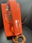 Vintage Retro Orange Wall Phone  Rotary Dial  With Headset   Cord