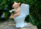 Pig On Toilet Reading Statue Fairy Sculpture Tabletop Figurine Home Decor Gifts