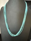 Native Blue Turquoise Heishi 5 Strand Sterling Silver Necklace 24    19458