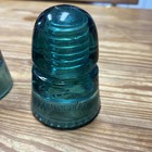 3- Antique Hemingray Glass Electric Telegraph Pole Green Insulator Made In Usa