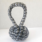 Heavy Large Vintage Black   Silver Cast Iron Rope Knot Door Stopper  Excellent 