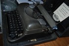 Vintage Remington Rand Two Tone Deluxe Portable Typewriter Black gray In Case