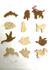 12 Vintage Hand Painted Flat Wooden Animal Ornaments Single Sided 2 Signed