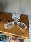 Unique Vintage Crystal Smoking Vanity Set  Footed Cigarette Holder   Ashtray Set