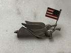 jj  Jewelry Silver Pewter Angel With American Flag Pin Brooch
