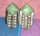 Double Geometric Belt Buckle In Art Deco Style With Rhinestones 