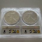 2021 American Silver Eagle Type 1 And 2  dual Slab  2  Coin Set  Pcgs Ms70