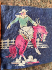 1950s Shamrock Texas Route 66 17  Blue Felt Souvenir Pennant W cowboy