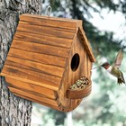 Hanging Birdhouse With Perch Natural Pine Wood Outdoor Bird House Room For Birds