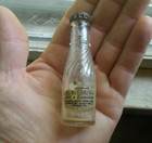 Mission Beverages Vintage 3 1 2 miniature Glass Soda Bottle With Labels   Cap