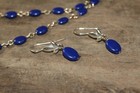 Costume Jewelry Necklace   Earrings Set Silver Tone Blue Acrylic Beads 18  Avon