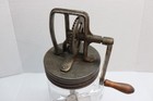 Vintage Glass Butter Churn Hand Crank Metal Gear Primitive Farmhouse Decor