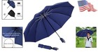 Navy Windproof Compact Travel Umbrella - Auto Open   Close  54-inch Canopy