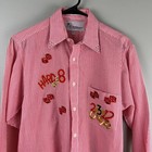 Mili Designs Vintage Button Down Long Sleeve Red Shirt Casino Poker Size Sm 14 5