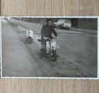 Man Riding Scooter Biker Guy Motorcycle Germany Snapshot Vtg Old Photo