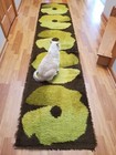 Vtg Mid Century Retro 70s Rya German Shag Runner And 2 Smaller Rugs 3 Piece Set 