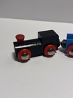 Brio Vintage 1980s Wooden Train Set  Engine   Flatcar  2 Pc Tanker  Dump Car