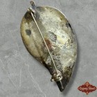 Vintage antique Handmade 925 Silver With Shell Leaf Brooch Pin Signed Mexican