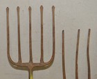 2 Antique Blacksmith Forged Eel Frog Fish Gig Spear Collectible Tool Lot Early