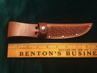 Western Type Leather Basketweave Embossed Fixed Blade Knife Sheath 4 5  Blade  