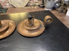 Pair Of Vintage Handcrafted Hammered Copper Chambersticks Candlestick Holders