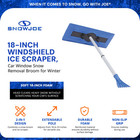 Snow Joe Windshield Ice Scraper  Car Window Snow Removal Broom For Winter  Blue