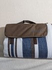 Blanket Scuddles Picnic Blanket Waterproof Blue White Stripe 58 x58 