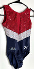 Gk Elite Axs Usa Gymnastics Dance Leotard Adult Xs Hologram Sequins Patriotic