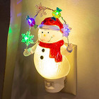 Snowman With Decorative Garland Led 7 75 Inch Acrylic Swivel Plug Bubble Night L