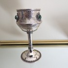 Bezalel Sterling Silver Kiddush Wine Cup - 6  Tall Handmade With Hebrew   Stones