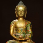 10 6 old China Dynasty Cloisonne Enamel Bronze Shakyamuni Amitabha Buddha Statue