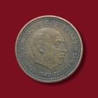 1947 Variety 56 Inside The Star Spain 1 Peseta World Coin Bronze Km775 Details F