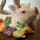 Pig Planter Basket With Vegetable Decoration Signature Home Collection Vintage
