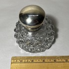 Vintage Sterling Silver Cut Glass Ink Well England