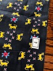 Vintage Mid Century Yellow Cats Novelty Print Cotton Fabric 38x145