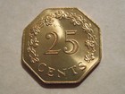 1975 Malta Coin 25 Cent Boat  Uncirculated Beauty  Large Coin Nice Ebayship