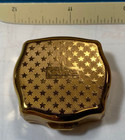 Vintage Pill Box Stratton Gold Tone Flowers Design W205