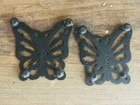 Vintage Mcm Pair Cast Iron Butterfly Trivet Footed  Small  Black  Taiwan 3 5   