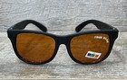 Vintage 80s Blue Blocker Sunglasses Matte Black Wayfarer Frame Amber Orange Lens