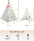 Larger 85  H Kids Teepee Play Tent  2 1m Large Indoor Canvas Teepee Tent