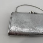 Vintage Unbranded Silver Metallic Top Handle Clutch Bag Evening Formal