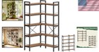 Bookshelf 5 Tier Corner Bookshelf Wide Bookcase With 10 Shelves Rustic Brown