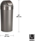 Umbra Venti Kitchen Trash Can With Swing Top Lid  Large 16-gallon  62 L  Capacit