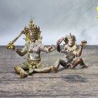 Old India Decorated Old Handwork Bronze Carved Buddha Make Love Statue