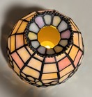 Vintage Stained Glass Lamp Shade Tiffany Style Tea Lamp 5   hx6   d Used