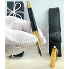 Montblanc Meisterst  ck 163 Black Fountain Pen Gold Tone Trim W  Leather Pouch